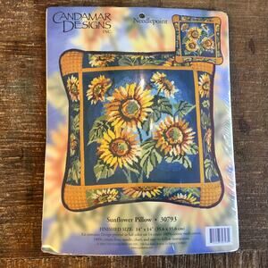 Candamar Designs Needlepoint Kit Sunflower Pillow 14x14 30793 Cross Stitch NEW